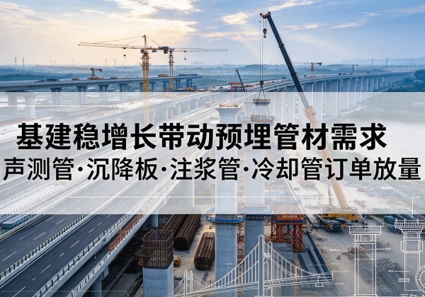 清江浦基建稳增长带动预埋监测管材需求，声测管、沉降板、注浆管订单持续放量